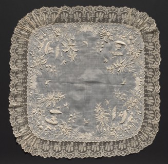 Embroidered Handkerchief, 1857. Switzerland, 19th century. Embroidery: linen; average: 48.3 x 48.3