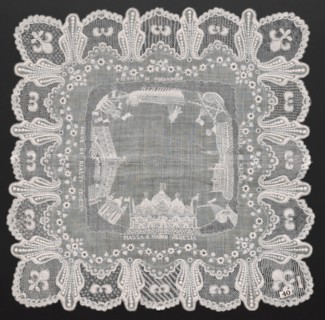 Embroidered Handkerchief, 1800s. Italy, 19th century. Embroidered linen; overall: 47 x 47 cm (18