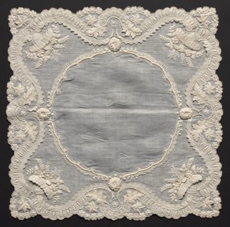 Embroidered Handkerchief, 1800s. Italy, 19th century. Embroidery: linen; overall: 39.4 x 40 cm (15