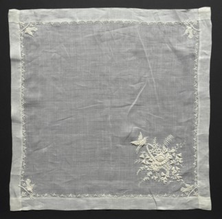 Embroidered Handkerchief, 19th century. Switzerland, 19th century. Embroidery: linen; average: 41.3