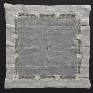 Handkerchief, 1800s. France or Switzerland, 19th century. Embroidery: linen; overall: 38.8 x 36.8