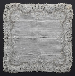 Embroidered Handkerchief, 19th century. Switzerland, 19th century. Embroidery: linen; average: 31.1