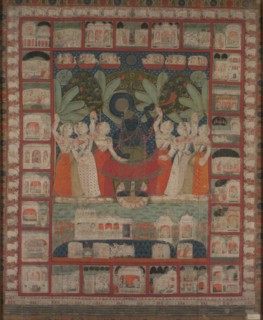Pichvai (wall hanging) with the Worship of Shri Nathaji, 1825-1850. India, Rajasthan, Nathadwara,