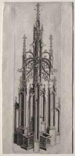 Design for a Gothic Fountain, c. 1470. Master W with the Key (Flemish). Engraving