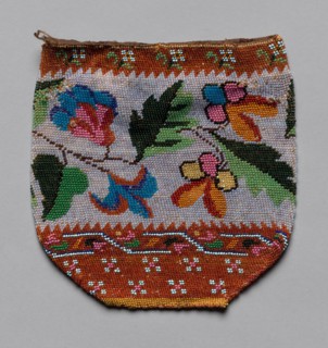 Beaded Bag (floral motif), 19th century. America, 19th century. Glass beads, silk? lining; average: