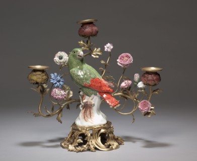 Candelabrum with Parrot , c. 1740. Meissen Porcelain Factory (German), Johann Joachim Kändler
