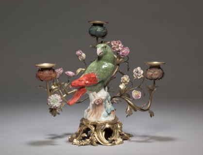 Candelabrum with Parrot , c. 1740. Meissen Porcelain Factory (German), Johann Joachim Kändler