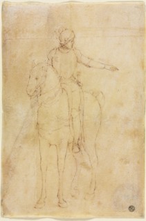 Armored Figure on Horseback, c. 1450. Circle of Vittore Carpaccio (Italian, 1455/65-1525/26). Pen