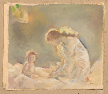 Child Worship, c. 1926. Charles Sims (British, 1873-1928). Oil on paper over graphite; sheet: 45.5