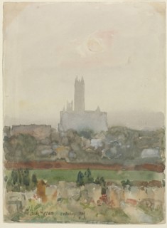Canterbury Cathedral (recto), 1889. Childe Hassam (American, 1859-1935). Watercolor with gouache