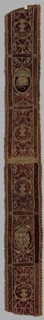 Embroidered Strip of Velvet, 16th century. Spain, 16th century. Embroidery: silk and gold thread on
