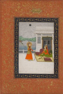 Yusuf and Zulaykha meeting, c. 1764. India, Provincial Mughal, Lucknow, 18th century. Opaque