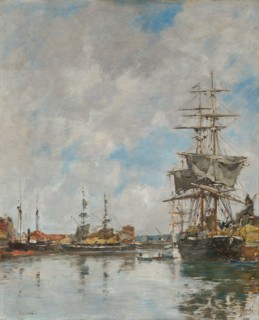 The Dock of Deauville, 1891. Eugène Boudin (French, 1824-1898). Oil on wood panel; framed: 80.5 x