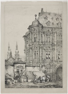 Castle of Martinsburg, Mainz, Germany, 1833. Samuel Prout (British, 1783-1852). Lithograph