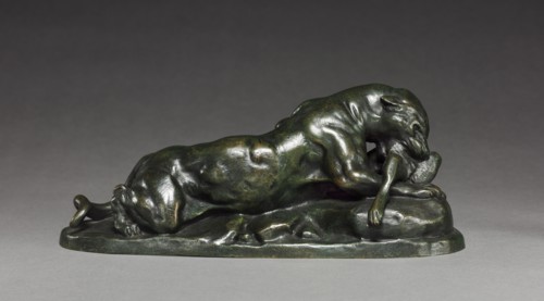 Jaguar, c. 1850. Antoine-Louis Barye (French, 1796-1875). Bronze; overall: 9.4 x 24.1 x 9.4 cm (3