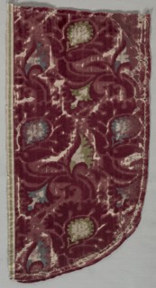 Velvet Fragment (of a Chasuble ?), 1400-1420. Italy, early 15th century. Velvet (cut and voided);