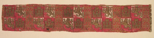 Lampas with heraldry of Castile and León, from a royal Christian robe, 1200-1325. Spain, Granada,