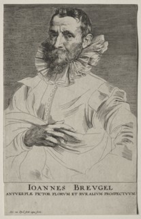 Portrait of Jan Brueghel. Anthony van Dyck (Flemish, 1599-1641). Engraving and etching
