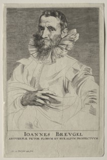 Portrait of Jan Brueghel. Anthony van Dyck (Flemish, 1599-1641). Engraving and etching