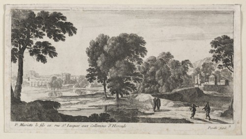 Landscape with Figures. Gabriel Perelle (French, c. 1603-1677). Etching