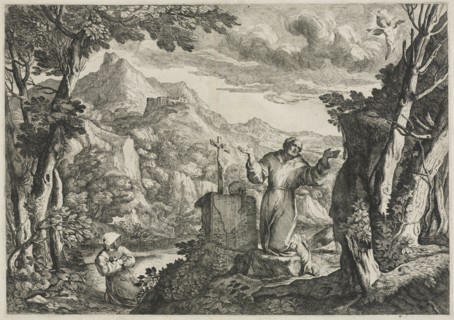 St. Francis of Assisi Receiving the Stigmata. Giovanni Francesco Grimaldi (Italian, 1606-1680).