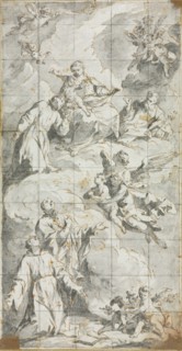 Apotheosis of the Virgin, 1600s. Austria, 17th century. Pen and brown ink and gray wash