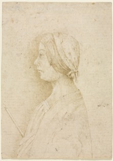 Profile of a Girl Holding a Candle, 1400s. Italy, 15th century. Pen and brown ink, heightened with