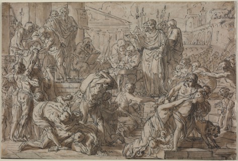 Roman Subject, 1700s. Attributed to Philibert Benoît Delarue (French, 1718-1780). Pen and black ink