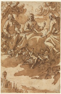 Christ in Glory with Two Saints, first third 17th century. Marcantonio Bassetti (Italian,