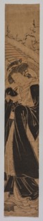 Beauty in Snow, 1765-1784. Isoda Koryusai (Japanese). Color woodblock print; sheet: 64.8 x 10.2 cm