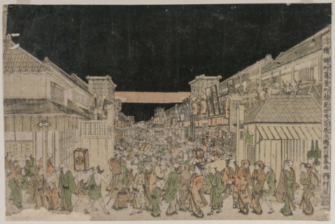 Night Scene, Street of Theatres, late 1700s-early 18002. Japan, Edo Period (1615-1868). Color