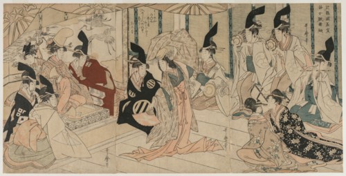 Scene Adapted from the play The Treasury of Loyal Retainers (Chushingura), late 1790s. Kitagawa