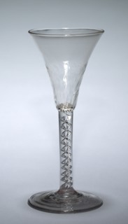 Wine Glass, 1740-1750. England, 18th century. Glass; diameter: 7.7 cm (3 1/16 in.); overall: 18 x 8
