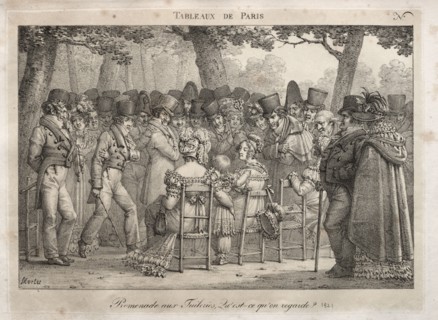 Scenes of Paris:  Promenade in the Tuileries.  What are they looking at?. Jean Henri Marlet