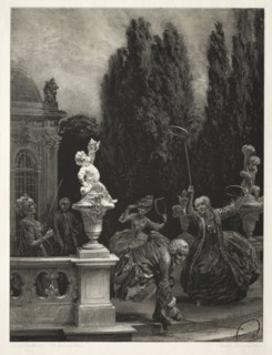 Essay on Stone with Brush and Scraper:  Playing at Hoops on the Castle Terrace, 1851. Adolph von