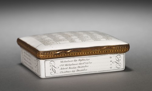 Snuff Box, 1759. England, Birmingham, mid-18th Century. Enamel on copper; overall: 5.6 x 3 cm (2