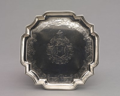 Salver, 1740-1750. Jacob Hurd (American, 1702-1758). Silver; overall: 3 x 16 x 16.3 cm (1 3/16 x 6