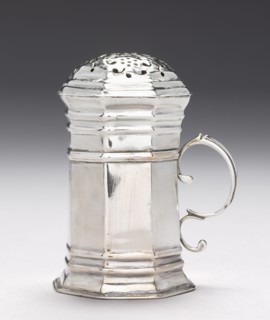 Caster with Lid , c. 1720. Andrew Tyler (American, 1692-1741). Silver; with handle: 8.5 x 6.7 cm (3