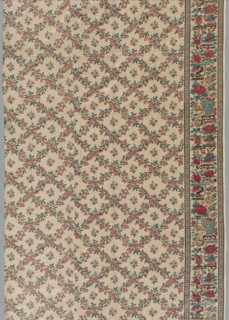Roller-Printed Glazed Chintz with Flower and Vase Design, 1800s. England, 19th century. Roller