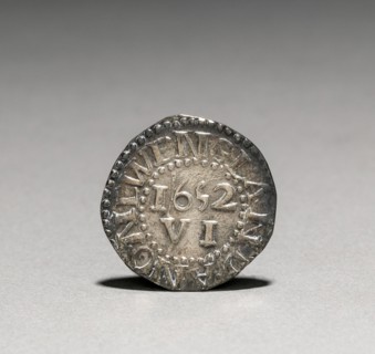 Pine Tree Sixpence (reverse), 1652. John Hull (American, 1624-1683), Robert Sanderson (American,