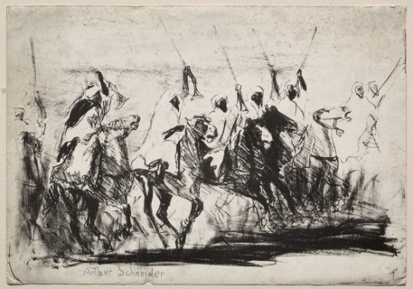 Moorish Lancers, Fantasia, c. 1900. Arthur E. Schneider. Lithograph