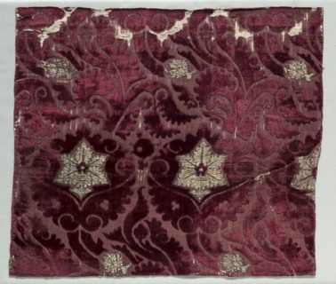Velvet Fragment, c. 1400. Italy, Florence, early 15th Century. Velvet (cut, voided, and brocaded):