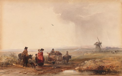 Gypsy Camp, Holland, 1800s. George Bryant Campion (British, 1795-1870). Watercolor;