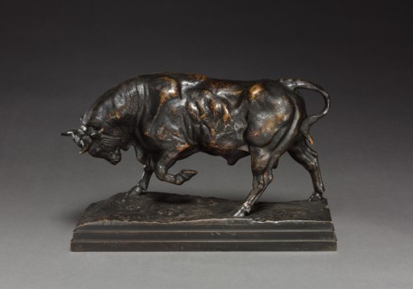 Bull, c. 1841. Antoine-Louis Barye (French, 1796-1875). Bronze; overall: 18.2 x 10.6 cm (7 3/16 x 4