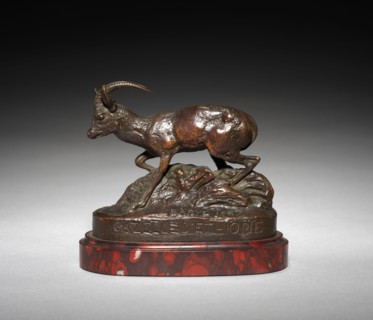 Gazelle d'Ethiopie, 1887. Antoine-Louis Barye (French, 1796-1875). Bronze; overall: 10.2 x 7 cm (4