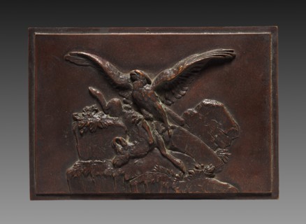 Eagle with Chamois, c. 1830 - 1875. Antoine-Louis Barye (French, 1796-1875). Bronze; overall: 11.2