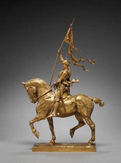 St. Joan of Arc, 1874. Emmanuel Fremiet (French, 1824-1910). Gilt bronze; overall: 47 x 19 x 73.7