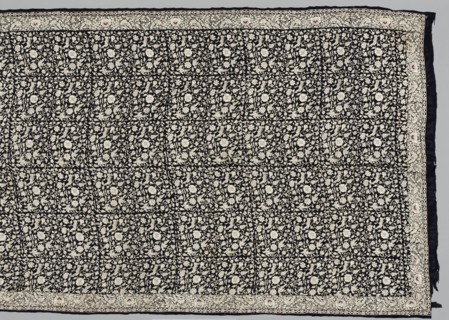 Shawl, 1800s. China, 19th century. Embroidery, silk; overall: 597.8 x 113.4 cm (235 3/8 x 44 5/8 in