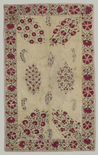 Suzani:divan cover, 1700s. Uzbekistan, Bukhara, 1700s. Plain weave: cotton; embroidery: silk;