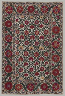 Wall Hanging, 1850-1899. Uzbekistan, Bukhara or Shahr-i Sabz, 19th century. Silk, cotton; plain